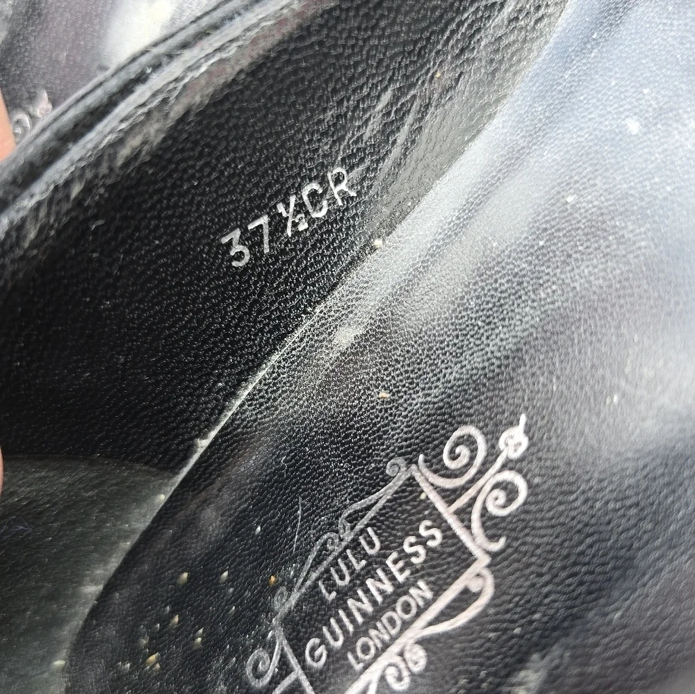 Lulu Guinness Womens Black Suede Embroidered Ballet Flats Size 37, 37.5 *read*